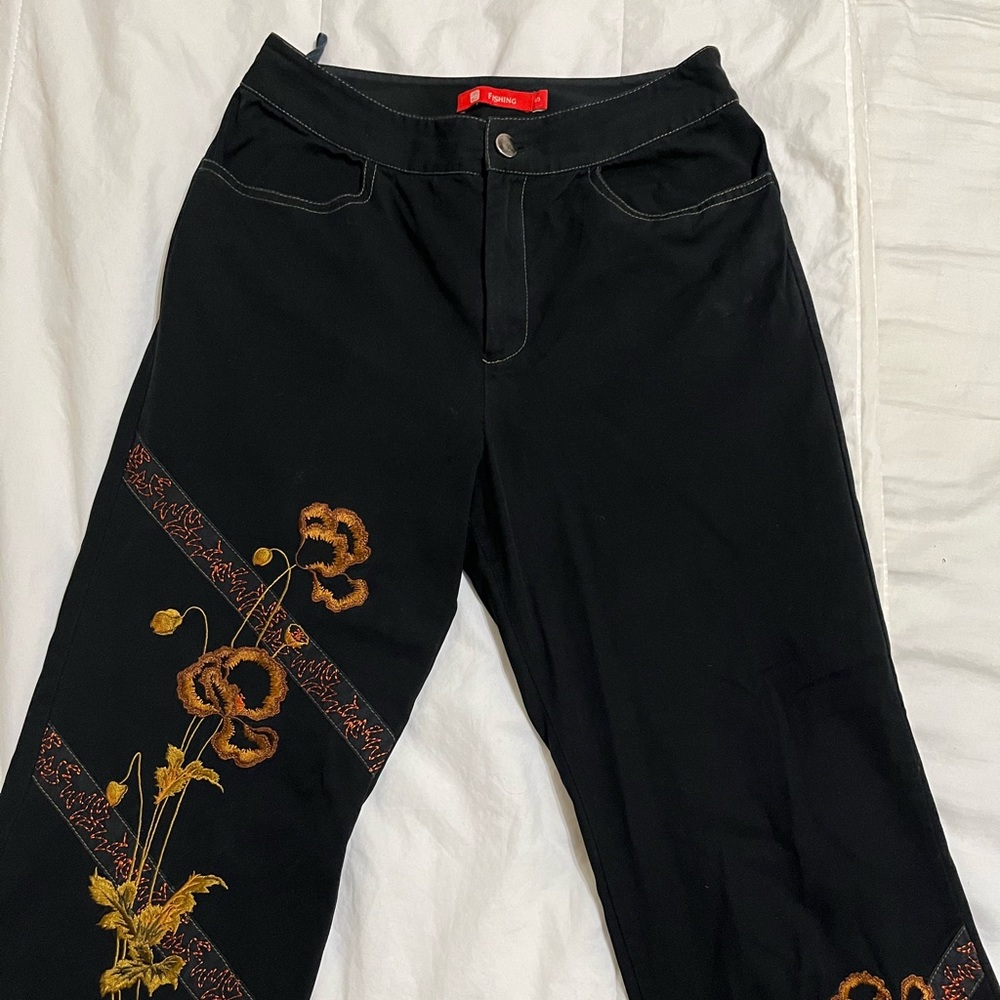 Black Embroidered Pants